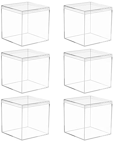 BYNYXI 6 Stück Würfel Geschenkbox Durchsichtig, 10cm Kunststoff Klare Box Kleine Geschenkbox Quadratische Pralinenschachtel Transparente Candy Box mit Deckel Snacks Box für Hochzeit Geburtstag Party