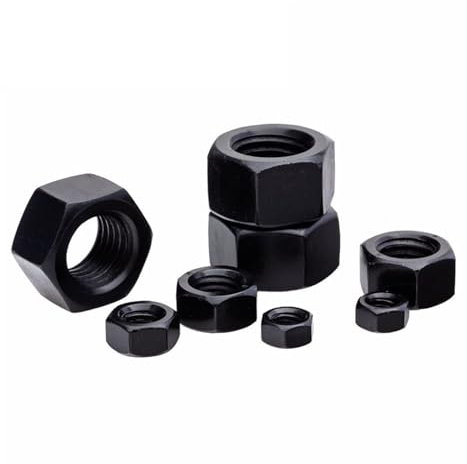 NORAZE Sechskant-Sechskantmutter mit Feingewinde M8x1 M10x1 M10x1,25 M12x1 M12x1,25 M12x1,5 M14x1,5 M16x1,5 M18x1,5 M20x1,5 Muttern aus Kohlenstoffstahl (Color : Black, Size : 2pcs M12x1.5mm)