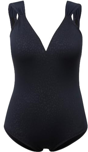 Ulla Popken, Damen, große Größen, Badeanzug, Leo-Jacquard, Softcups, tiefer Rücken