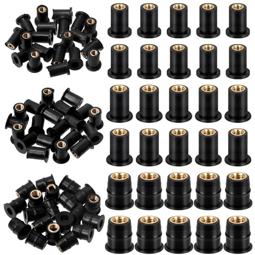 Swpeet Kit di 20 dadi M4 in gomma nera, dadi di fissaggio per carenatura parabrezza, fissaggio universale per moto e dadi in ottone di espansione in neoprene, ideali per canoa, barca, kayak