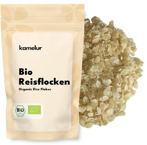 Kamelur Bio Reisflocken (500g) Reis Flocken Bio zur Herstellung von Porridge oder Reispudding