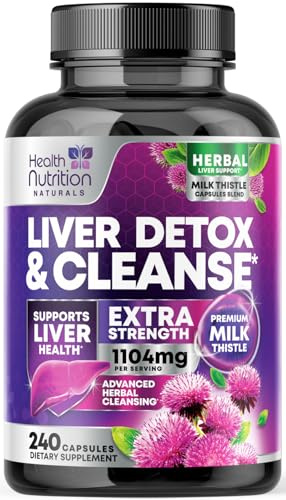 Gentle Liver Cleanse Detox & Repair Formula - Advanced Liver Support Supplement with Silymarin Milk Thistle, Dandelion Root, Artichoke Extract, Turmeric, Choline, & Beetroot - 240 Veggie Capsules
