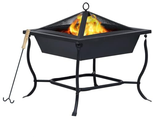Rantry Feuerstelle Feuerschale Feuerkorb Feuerschale Gartenfeuer Feuerschalen für Garten Balkon Terrasse Schwarz 42x42x45 cm Stahl