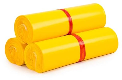 ZGXNYI Verpackungstasche 100 Stück gelbe Poly-Mailer-Kunststoff-Versandtaschen, wasserdichte Versandumschläge, Selbstklebende Post-Lebensmittel-Kurier-Verpackungsbeutel Versandbeutel(17x30cm)