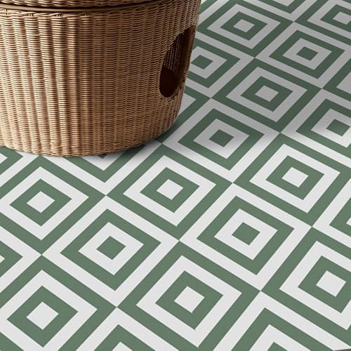 Alwayspon 12 piezas de 30 cm x 30 cm verde oscuro impermeable vinilo azulejos autoadhesivo para suelo de suelo de vinilo para cocina, sala de estar y baño, PTF90