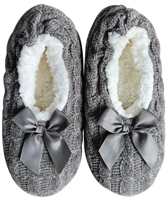 Warmiray Women's Plush Warm Slippers Chenille Soft Material Non-Slip Sole Mute Soft Sole (Grey, Adult, Women's, 9, Digital Range, US Shoe System, 10, Medium(Medium))