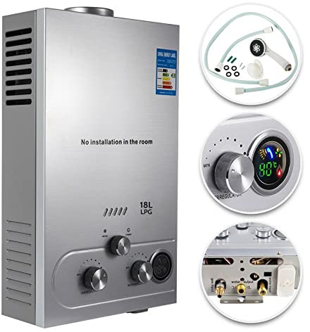 Tanklös varmvattenberedare Propangas varmvattenberedare 16L On-Demand Tankless Instant Boiler 4.3GPM Under diskbänken kök hushåll(8L (liquefied gas))