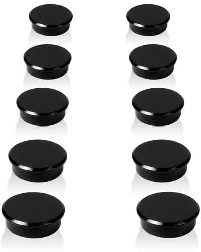 QOJOPU 10 Stück Starke Magnete für Magnettafel & Whiteboard – Runde Schwarze Kühlschrankmagnete, Dekorative Mini Magnete Kleine, Magneten Starker Halt für Pinnwand Magnetwand Büro Schule, Tafelmagnete