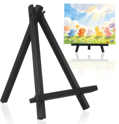 Lurrose Mini-Staffelei aus Holz kinderstaffelei Tischen zur Präsentation kleine Tisch-Display- hölzern Black（ *18cm）
