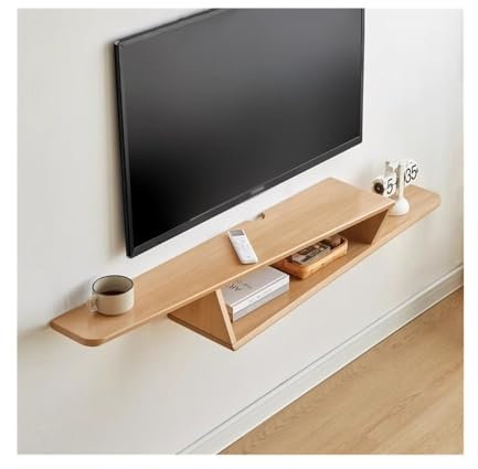 TV Schrank Hängend Schwebender TV-Ständer zur Aufbewahrung unter dem Fernseher, modernes wandmontiertes TV-Möbelstück, schwebendes TV-Regal aus Eichenholz for Wohnzimmer und Schlafzimmer TV Lowboard H