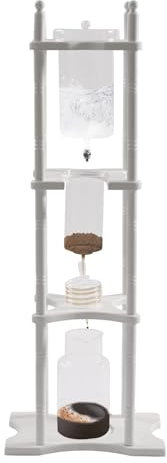 SAYEYBU Cafetera De Goteo con Hielo, Cafetera De Goteo con Café FríO De 2500 Ml, Cafeteras De Goteo Manuales Retro con Café FríO, Cafetera De Goteo con Café FríO,Blanca