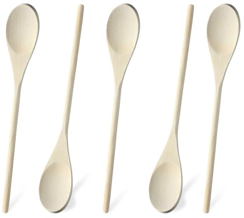 Ptwola Holzlöffel zum Kochen, 30,5 cm langer Griff, Löffel, Ahorn, Mischlöffel, oval, Küche, Probierlöffel, Utensilien-Set für Soße, Honig, Servieren, Koch, Kaffee, Basteln, Rühren, Speisen, Suppen