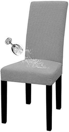 Stretchhussen-Set für hohe Rückenlehnen, wasserdicht, abnehmbar, für 1/2/4/6 Stühle, Grau