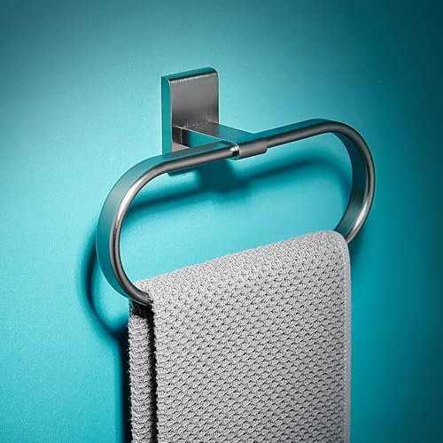 Sleek Oval Towel Ring Holder for Bathroom Wall Mount Stylish Accessories Bedroom Closet or Kitchen Space Saving Hanger Rack