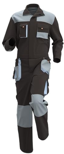Tuta da lavoro da uomo, oversize, con chiusura lampo, in cotone, a maniche lunghe, patchwork, traspirante, ripstop, abbigliamento da lavoro estivo