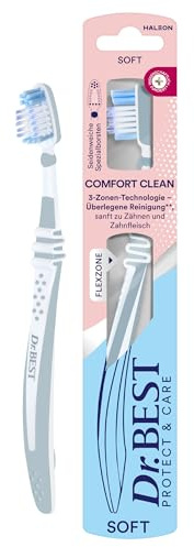 Dr.BEST Comfort Clean Zahnbürste, Soft (1 Stück) | 3-Zonen-Technologie für überlegene Reinigungsleistung*. Sanft zu Zähnen und Zahnfleisch. Farbe variiert.