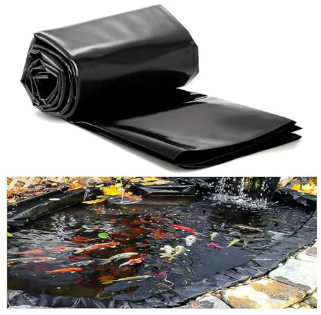 Rivestimento per laghetto in HDPE resistente, 0,5 mm, di grandi dimensioni (3 x 50 m) con colla per laghetti, ideale per laghetti da pesce, serbatoi e fontane da giardino