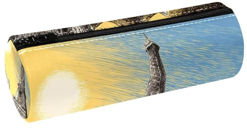 VAPOKF Trousse à crayons en cuir avec motif Tour Eiffer, pour ranger des stylos, des pièces de monnaie, des cosmétiques, des fournitures de bureau, des fournitures scolaires