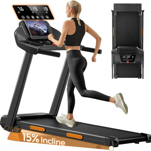 LONTEK Tapis Roulant Salvaspazio con Inclinazione 15%, Tapis Roulant Elettrico 12KM/H, Tapirulan Pieghevole da Casa con Motore da 3.0 HP e Display LED, Carico Massimo 136KG