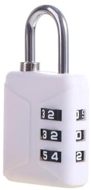 Suitcase Combination Lock, 3 Dial Digit Padlock, Portable Waterproof Mini Password Padlock for Travel Drawers Storage Box(White)