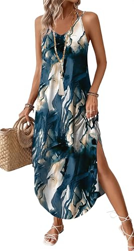 Summer Dresses for Women Vacation Maxi Dress Sundresses Halter Dress Hawaiian Long Maxi Dresses 2026 Beach Vacation Clothes Wedding Guest Cruise Outfits Travel Floral Graduation L