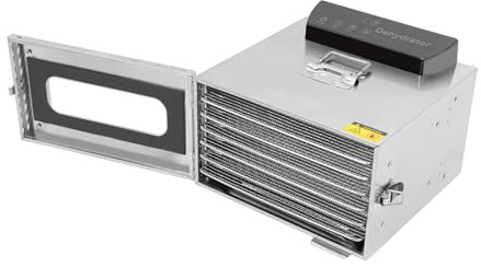 Secadora eléctrica para alimentos, acero inoxidable, 6 niveles, 400 W, deshidratador de alimentos, temporizador de 30-85 °C, capacidad de carga de 11 kg para frutas, verduras, carne, jardín doméstico