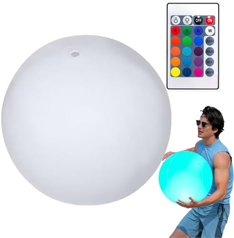 Generico Pallone Da Spiaggia Al Neon Con 16 Colori LED | 4 Modalità Di Illuminazione Regolabili, Pallone Gonfiabile Impermeabile Per Piscina, Mare E Feste Estive