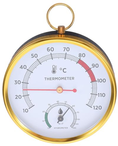Yardenfun Higrómetro Termómetro para Sauna Resistente al Calor con Pantalla Codificada por Colores Medidor de Humedad y Temperatura para Sala de Vapor y Casa
