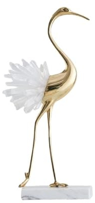 changgengyi Decorazione per la scrivania, Statue di Uccelli - Decorazioni Moderne in Ottone e Cristallo for la casa L'Ufficio(White)