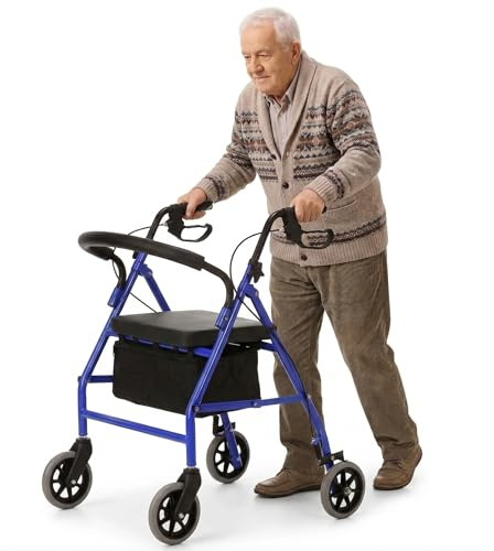 KINEPHARMA Andador para Ancianos y Adultos Independencia y Movilidad | Andador Plegable para Ancianos Ligero y Fácil de Transportar | Tacataca para Anciano con Ruedas y Frenos