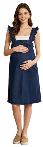 Jhaoyu Suspenser för kvinnor, denimkjolar, graviditetsbyxor, sommar, overall, shorts, klänning, mångsidiga sommarkläder, denimklänning, streetwear, blå, XXL