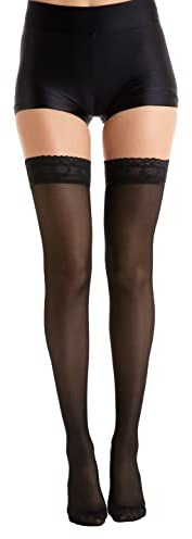Relaxsan Basic 870 (Schwarz 5/XXL) Oberschenkel Stützstrümpfe Damen 18-22 mmHg, mit Silikonband, Kompressionsstrümpfe 140 den