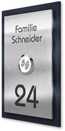 Metzler Klingelschild Anthrazit Edelstahl – Moderne Türklingel mit Gravur & LED-Taster | Rostfrei, Witterungsbeständig, Pulverbeschichtet RAL 7016 | 11x16 cm
