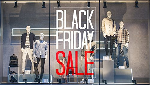 Oedim Vinilo Black Friday Escaparates Black Friday Rojo y Blanco| 100 cm de Largo x 200 cm de Alto | Vinilo Adhesivo | Decora tu escaparate | Pegatinas Adhesivas Escaparate | Vinilos para Negocios
