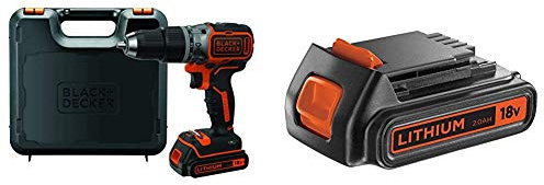 BLACK+DECKER BL188K-QW Trapano Avvitatore a Percussione Brushless, con Batteria + BL2018-XJ Batteria al Litio, 18 V, 2.0 Ah