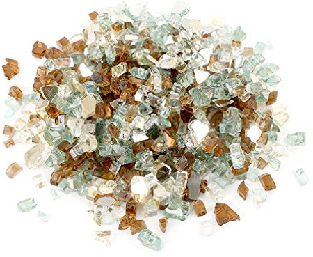 Stanbroil 10-Pound Fire Glass - 1/4 inch Reflective Tempered Fire Glass Gold, Light Green, Copper Reflective for Indoor and Outdoor Gas Fire Pits and Fireplaces