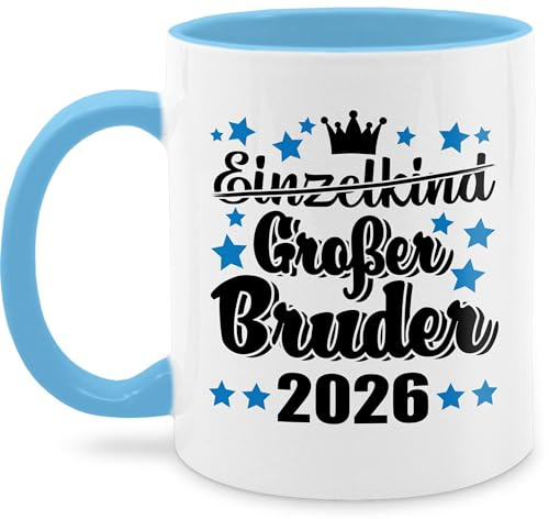 Tasse Tassen 325ml - Einzelkind/Großer Bruder 2026 mit Sternen - 325 ml - Hellblau - grosser geschenk zur geburt tasse+großer+bruder big brother gro er kaffeetasse fuer den grossen