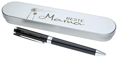 FORYOU24 Kugelschreiber mit Gravur Beste Mama in Geschenk-Schachtel mit Metall Geschenkbox die Geschenkidee Stift graviert