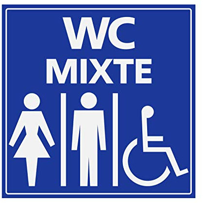 Panneau Rigide Handicapé - Personne à mobilité réduite Toilette WC Mixte 15x15cm épaisseur 3mm