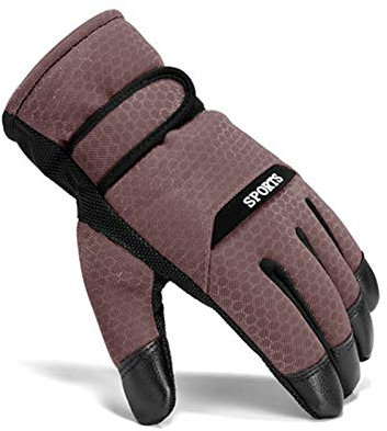 KSTYLE Skihandschuhe, Herren Winterreiten Plus Samtverdickung, um warm und windig und kalt zu bleiben Winterreiten Motorrad Baumwollhandschuhe für Herren,Braun