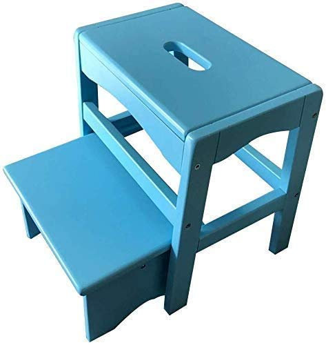 GJSN Outdoor-Home-Doppel-Zweck Schritt Hocker, Stufenleiter 2 Stufen Erwachsener Schuhe Bank Aufsteigende Hocker Klettern Hoch Hocker Kinderbank,Blau