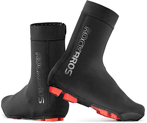 ROCKBROS Cycling Shoe Covers Warm Bike Shoe Cover Warmer Water Resistant Windproof Bicycle Overshoes for Mountain Road Bike Shoes L Black