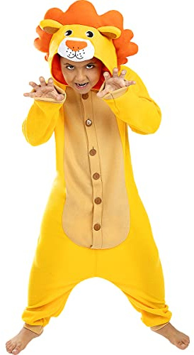 Funidelia | Déguisement Lion Onesie pour Fille et garçon Taille 7-9 Ans Animaux, Désert - Couleur: Multicolore, Accessoire pour déguisement - Déguisements Amusants pour Vos soirées.