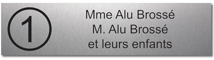Targhetta incisa per nome e numero cassetta delle lettere autoadesiva, 10 x 2,5 cm, personalizzata da 1 a 3 righe in alluminio spazzolato