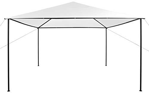 Kshzmoto Pavillon mit Stahlrahmenkonstruktion im Freien, praktischer Familienpavillon im modernen Stil Partypavillon Gartenpavillon 4 x 4 x 2,7 m -weiß