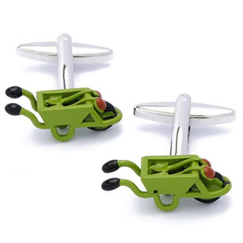 Gemelli - Carriola Giardinaggio Costruzione Verde - Asimmetrico - 22mm x 11mm - Gemelli da esterno, Gemelli da costruzione