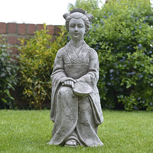 ONEFOLD – Japanese Geisha Girl Stone Garden Statue | Realistic Design | Stone Garden Ornament Ornaments | 40 KG Sculpture
