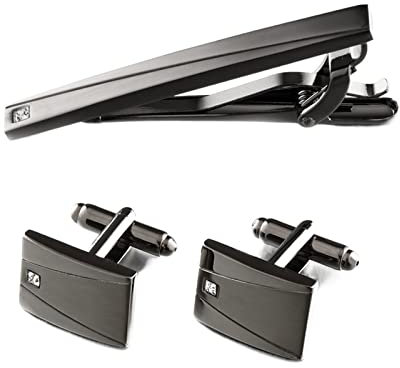 Klassisches Geschäft Quadratisch Schwarz Herren Manschettenknöpfe Krawattenklammern Set Krawattennadel Krawattenklammern Clipverschluss (Color : Cufflinks Tie Pin, Size : 1)