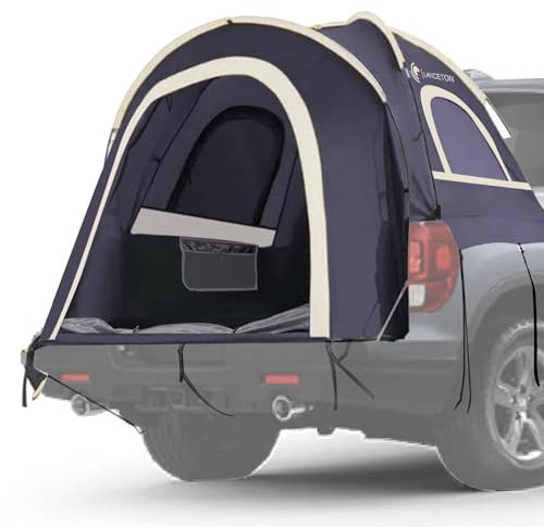 Lanceton Pickup-Truck-Zelt, passend für 2,5 m LKW-Bett, wasserdichtes PU3000 mm hochdichtes Polyester-Oxford, winddichte Stange und Insektenschutz, doppellagiges Netzfenster und Tür, einzigartiges