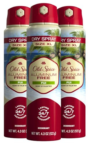 Old Spice Men's Aluminum Free Deodorant Dry Body Spray, Fiji, 24/7 Odor Protection, 4.3oz (Pack of 3)